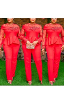 Ensemble pantalon rouge...