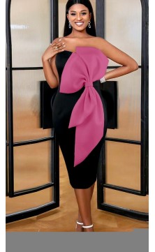 Evening and ceremony dress with pink knot