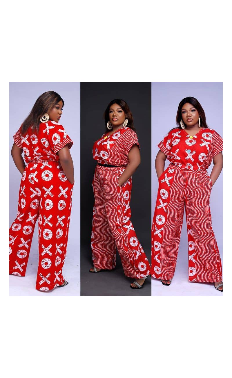 EnsePble pantalon Rouge Avec Motifs Taille Unique