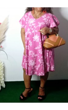 Robe Taille Unique  En Grande Taille Fleurie Mauve