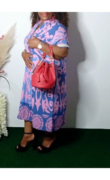 Robe Mauve Fleurie De Bleu Taille Unique
