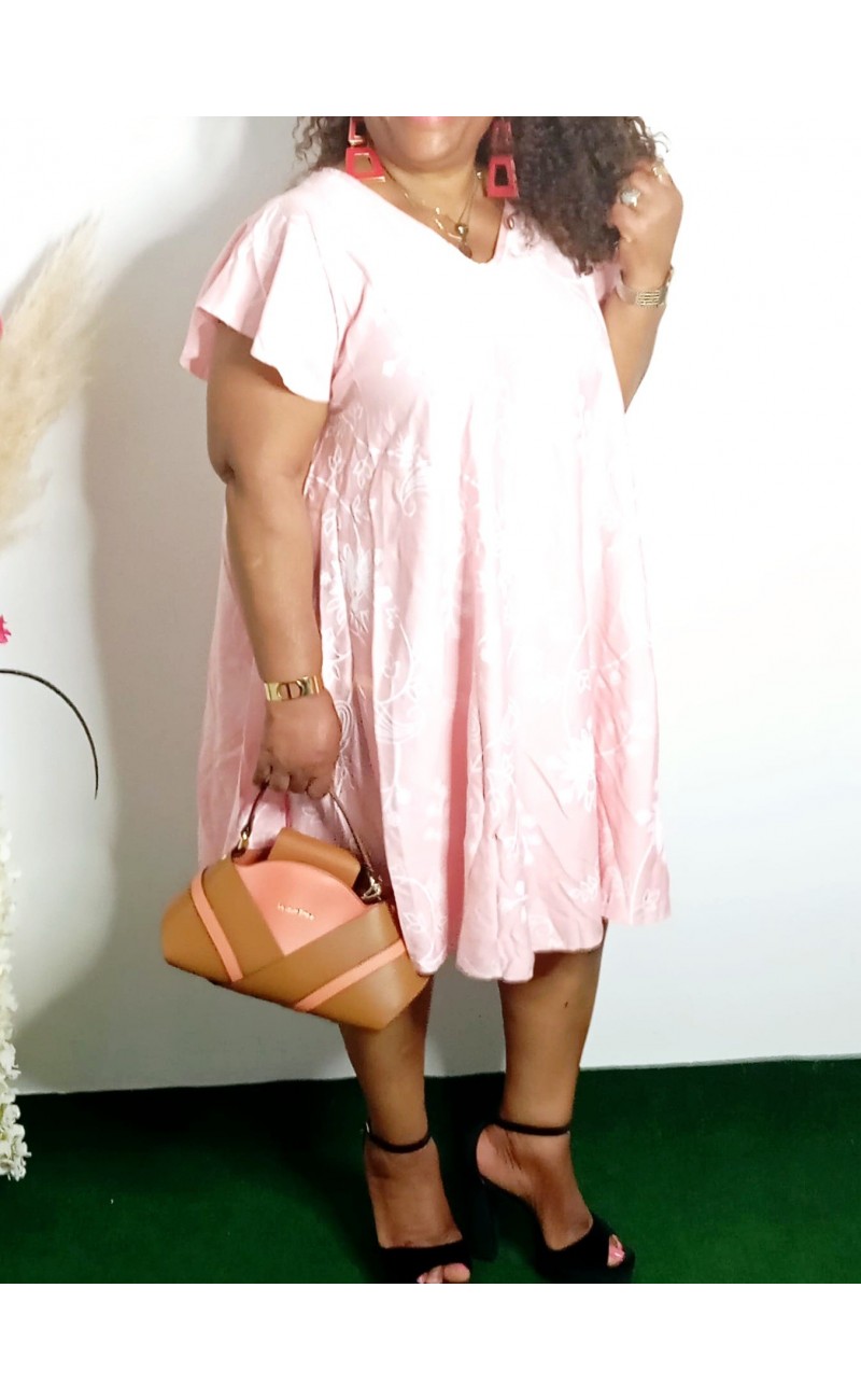 Robe Rose Fleurie Taille Unique