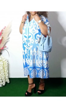 Blue flowered dress with...
