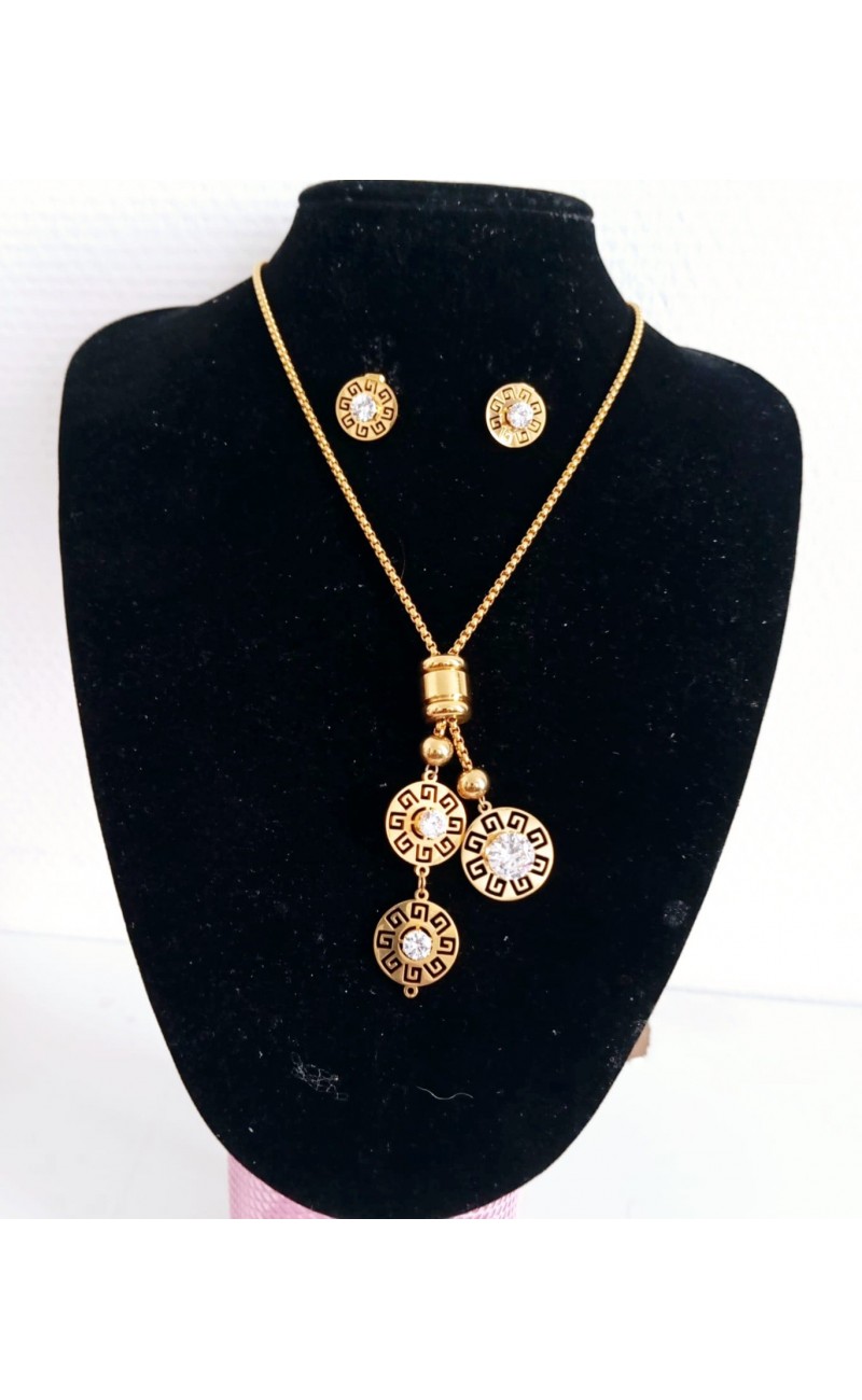 Ensemble Bijoux Chaine Et Boucles D oreille En Acier Inoxydable