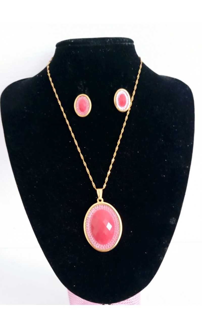 Ensemble Bijoux Chaine Et Boucles En Acier Inoxydable