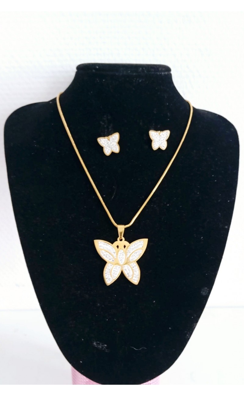 Butterfly jewelry combination in stainless steel