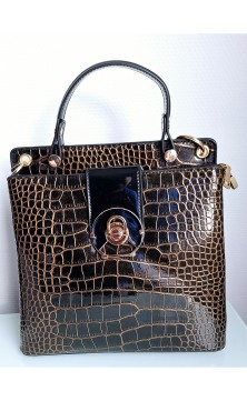 Black crocodile print handbag