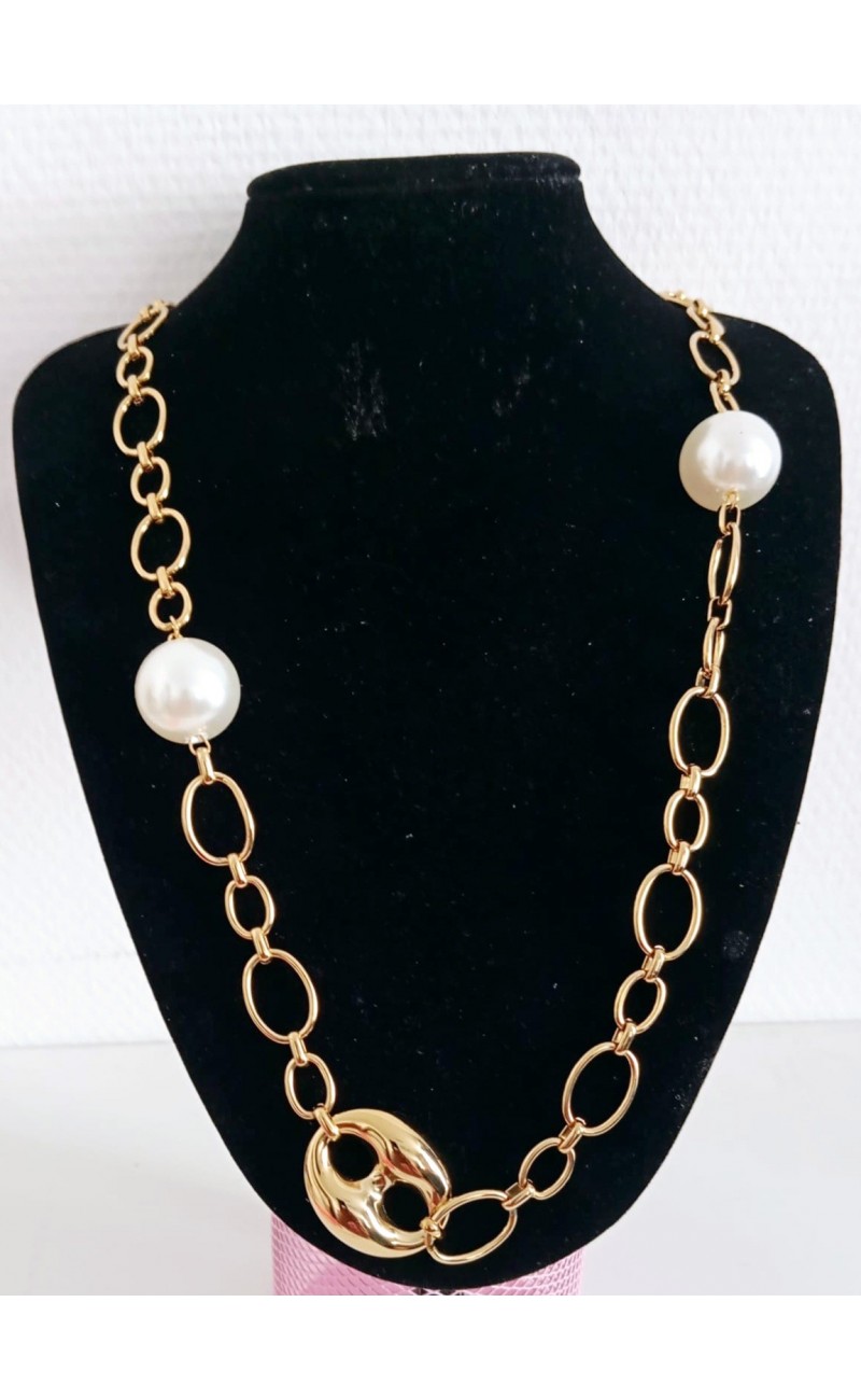 Collier Avec Perles En Acier Inoxydable
