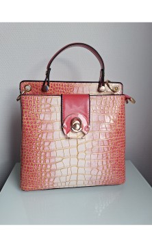 Red crocodile print handbag