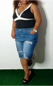 Bleu jeans short, big size