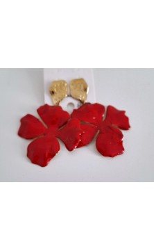 Boucles Fleur Rouge /Acier...