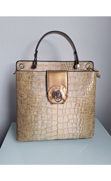 Beige crocodile print handbag