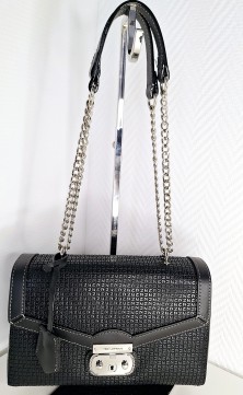 Black flap closure bag