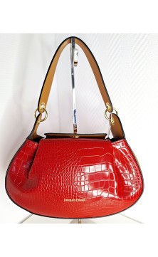 Red crocodile print handbag