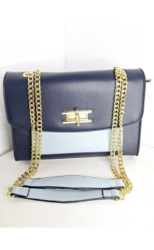 Navy blue handbag with gold...