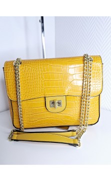 Sac à main jacques Esterel imprimé crocodile jaune