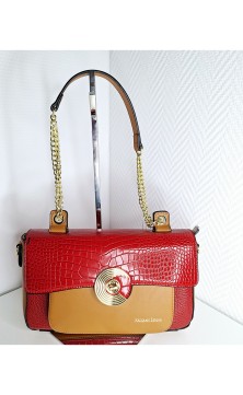 Red handbag with gold...