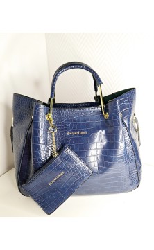 Blue crocodile print handbag