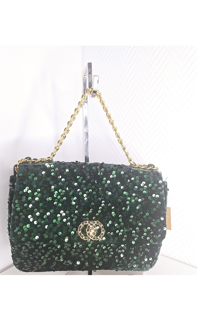 Green sequin bag