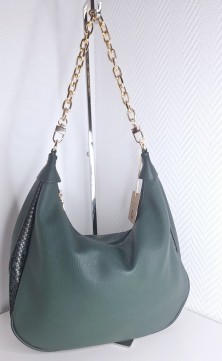 Green handbag with gold...