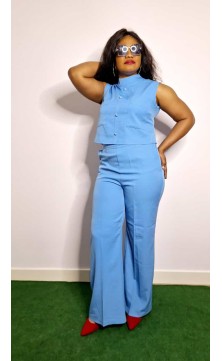 blue outfit with high...