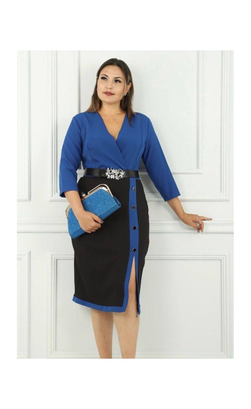 Blue/black dress with belt