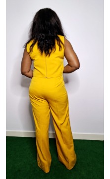 Combination trousers high middle and shirt with zip on the back and two false pockets