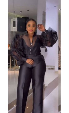 Black combination with trousers high middle, tip organza and sleeves baloon