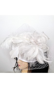 white ceremony hat with lace