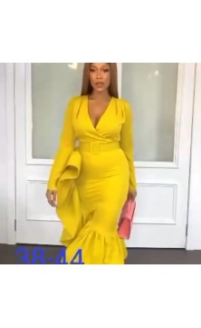 yellow dress, ornament on...