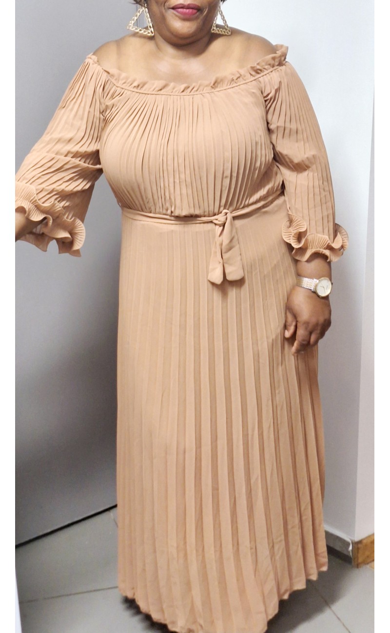 Folded dress, beige, unique middle