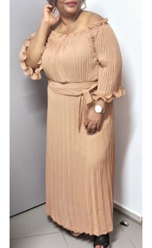Folded dress, beige, unique middle