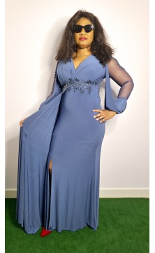 grey evening dress
