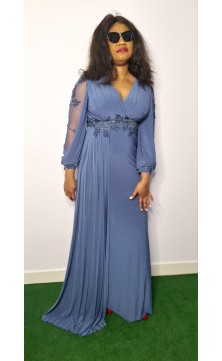 grey evening dress