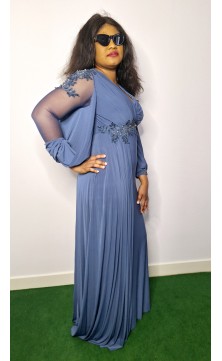 grey evening dress