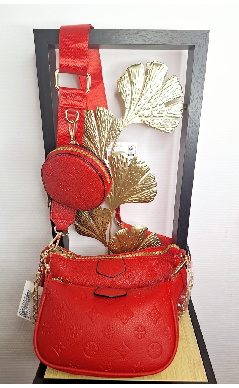 tripartide shoulderbag, red, dismountable