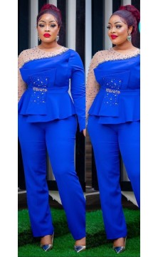 set with blue high trousers...