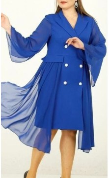 blue dress with voile on...