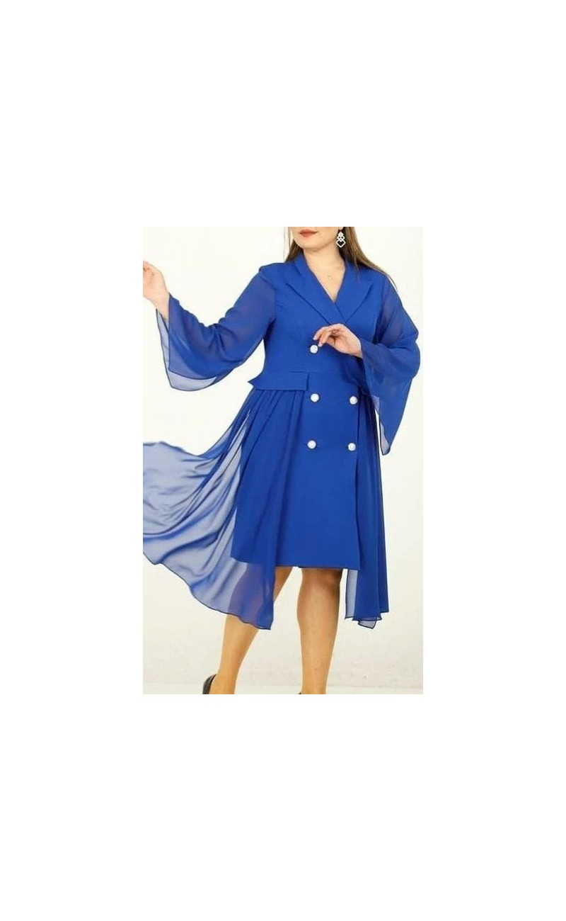 robe bleu portes feuille avec voile des deux côtés